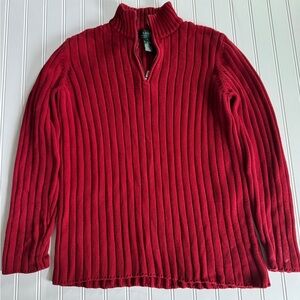 Lauren Ralph Lauren Red Quarter-Zip Sweater – 100% Cotton